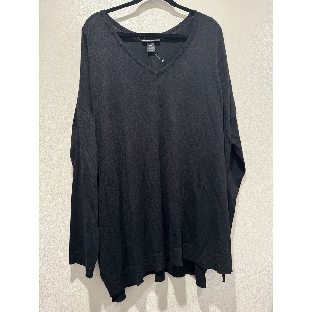 Lane Bryant Women's Plus Size 26/28 Black V-neck Long Sleeve Tunic Sweater